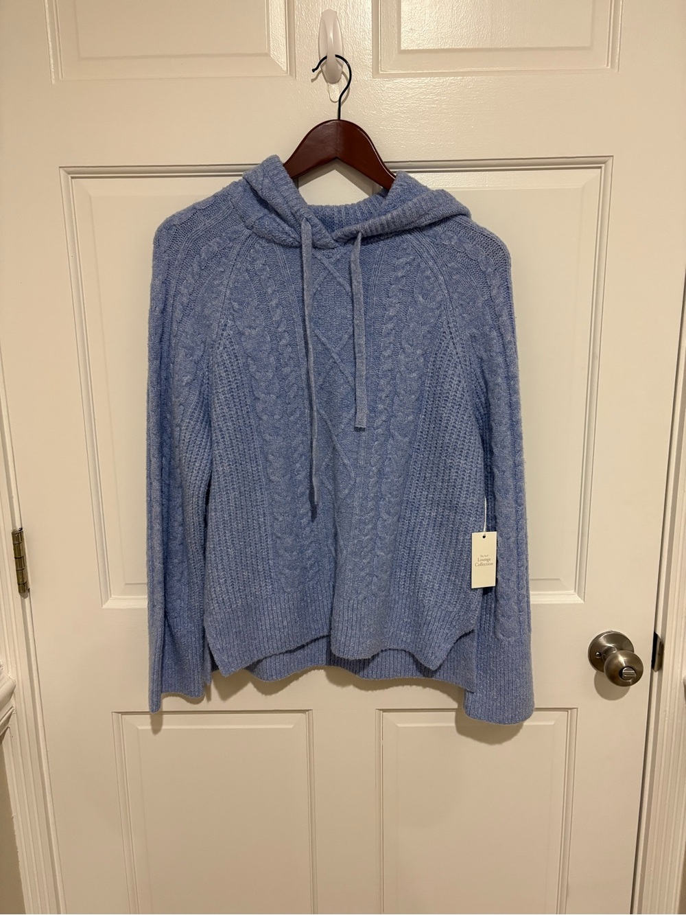 Abercrombie & Fitch lounge collection Light Blue Cable-Knit Hooded Sweater